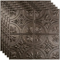 FASÄDE Traditional Style/Pattern 2 Decorative Vinyl 2ft x 2ft Lay in Ceiling Panel in Smoked Pewter (5 Pack)