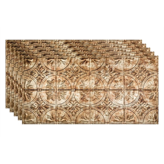 FASÄDE Traditional Style/Pattern 2 Decorative Vinyl 2ft x 4ft Glue Up Ceiling Panel in Bermuda Bronze (5 Pack)
