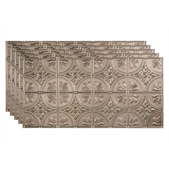 FASÄDE Traditional Style/Pattern 2 Decorative Vinyl 2ft x 4ft Glue Up Ceiling Panel in Brushed Nickel (5 Pack)