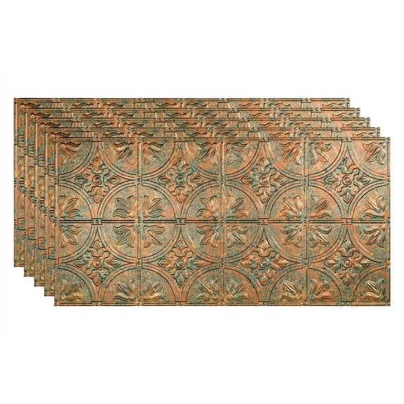 FASÄDE Traditional Style/Pattern 2 Decorative Vinyl 2ft x 4ft Glue Up Ceiling Panel in Copper Fantasy (5 Pack)