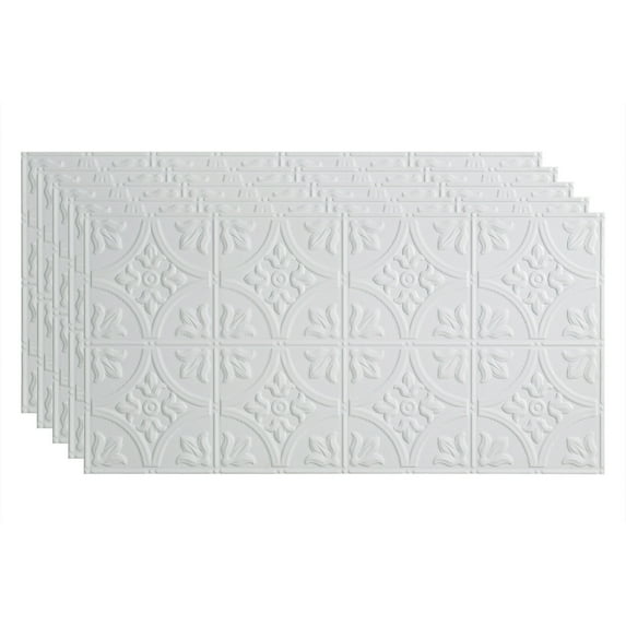 FASÄDE Traditional Style/Pattern 2 Decorative Vinyl 2ft x 4ft Glue Up Ceiling Panel in Matte White (5 Pack)