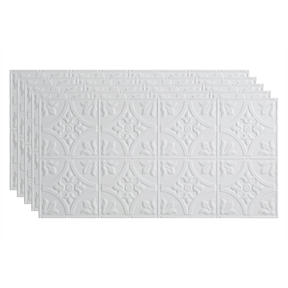 FASÄDE Traditional Style/Pattern 2 Decorative Vinyl 2ft x 4ft Glue Up Ceiling Panel in Matte White (5 Pack)