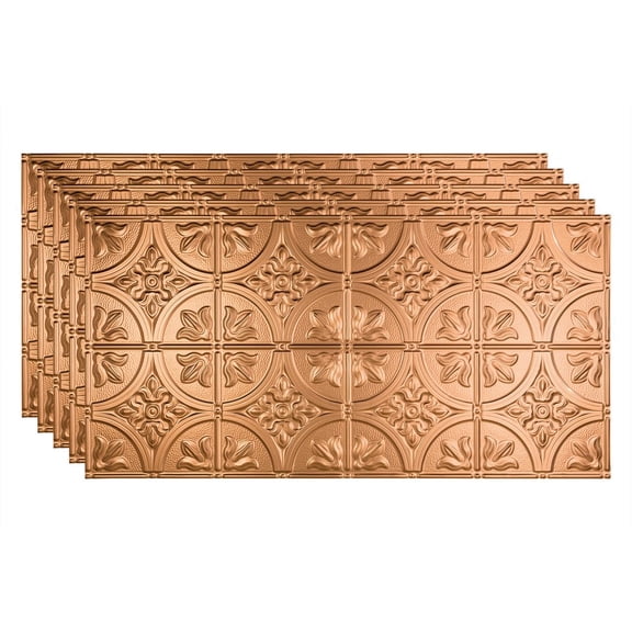FASÄDE Traditional Style/Pattern 2 Decorative Vinyl 2ft x 4ft Glue Up Ceiling Panel in Polished Copper (5 Pack)