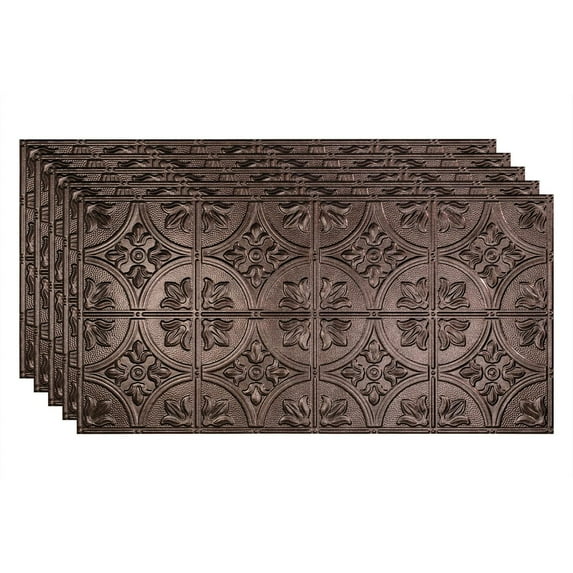 FASÄDE Traditional Style/Pattern 2 Decorative Vinyl 2ft x 4ft Glue Up Ceiling Panel in Smoked Pewter (5 Pack)