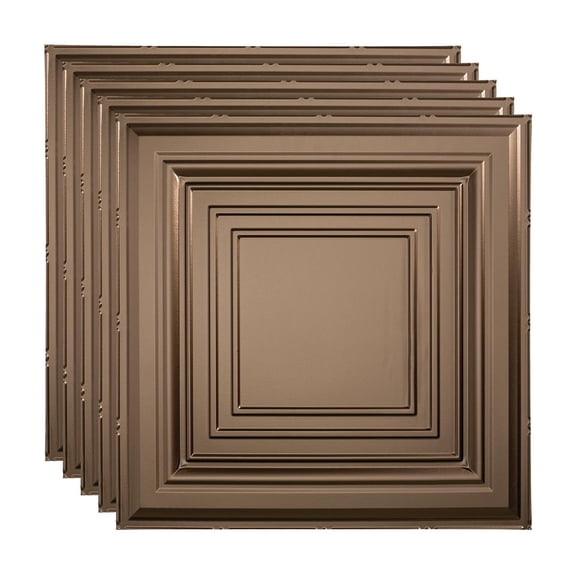 FASÄDE Traditional Style/Pattern 3 Decorative Vinyl 2ft x 2ft Lay in Ceiling Panel in Argent Bronze (5 Pack)