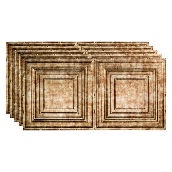 FASÄDE Traditional Style/Pattern 3 Decorative Vinyl 2ft x 4ft Glue Up Ceiling Panel in Bermuda Bronze (5 Pack)