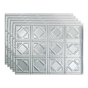 FASÄDE Traditional Style 4 Decorative Vinyl 18in x 24in Backsplash Panel in Brushed Aluminum (5 Pack)