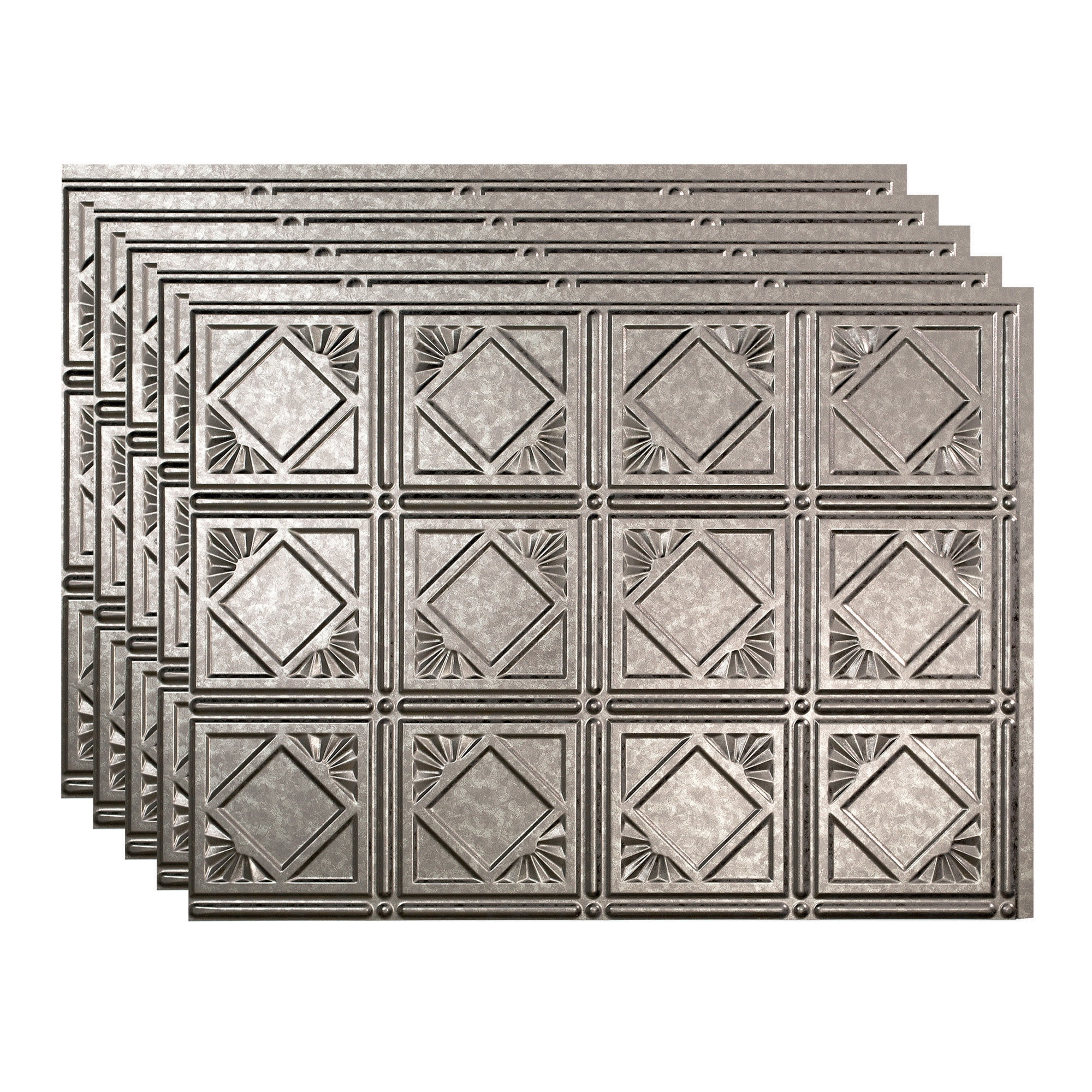 Galvanized Steel Traditional Decorative Vinyl Backsplash Panels, 18in x 24in