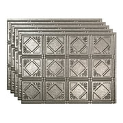 FASÄDE Traditional Style/Pattern 4 Decorative Vinyl 18in x 24in Backsplash Panel in Galvanized Steel (5 Pack)