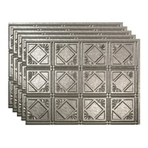FASÄDE Traditional Style 4 Decorative Vinyl 18in x 24in Backsplash Panel in Galvanized Steel (5 Pack)