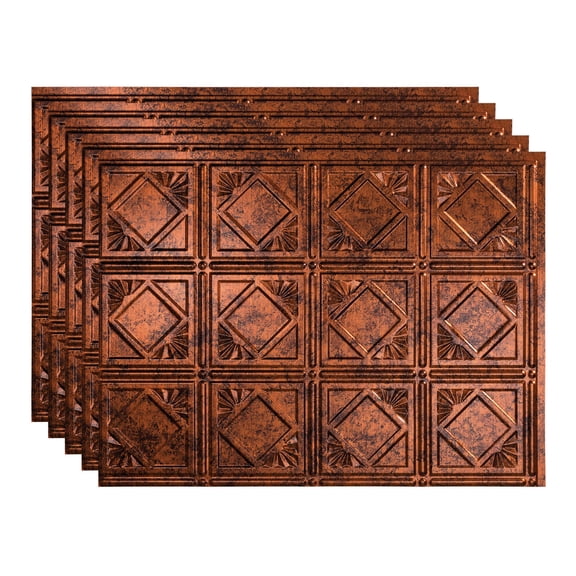 FASÄDE Traditional Style 4 Decorative Vinyl 18in x 24in Backsplash Panel in Moonstone Copper (5 Pack)