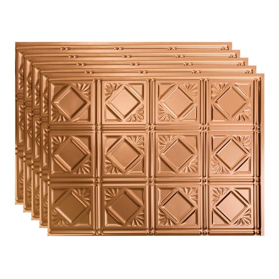 FASÄDE Traditional Style 4 Decorative Vinyl 18in x 24in Backsplash Panel in Polished Copper (5 Pack)