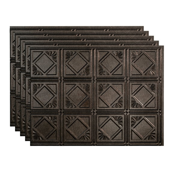 FASÄDE Traditional Style 4 Decorative Vinyl 18in x 24in Backsplash Panel in Smoked Pewter (5 Pack)