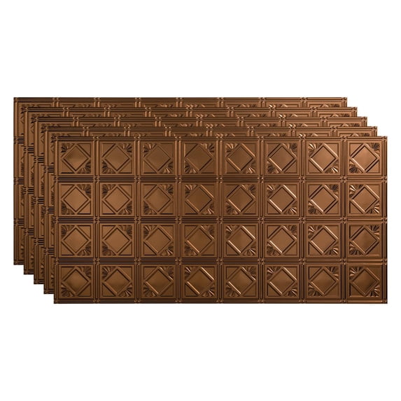 FASÄDE Traditional Style/Pattern 4 Decorative Vinyl 2ft x 4ft Glue Up Ceiling Panel in Oil Rubbed Bronze (5 Pack)