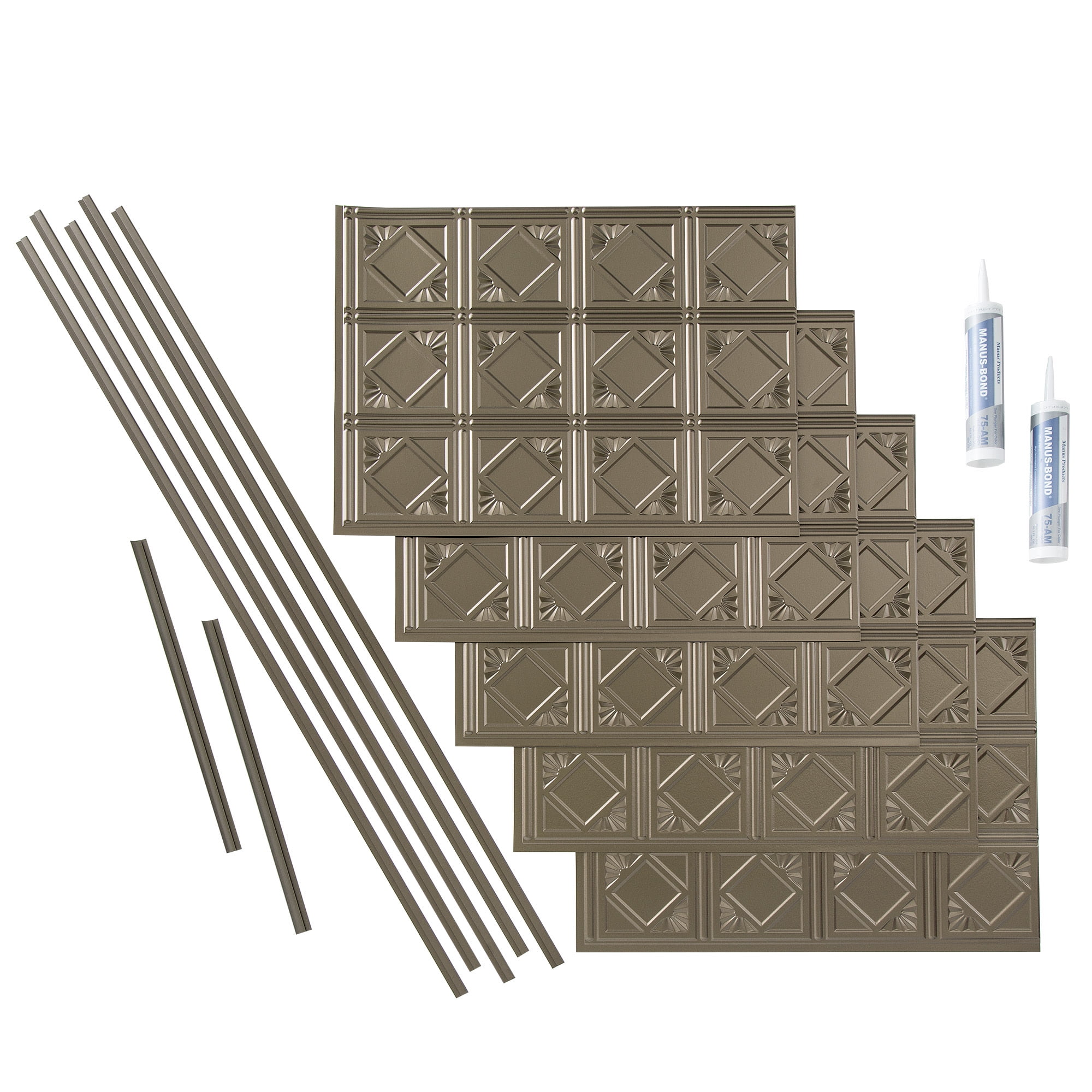 Argent Bronze Traditional Vinyl Backsplash Panel Kit, 15 sq ft