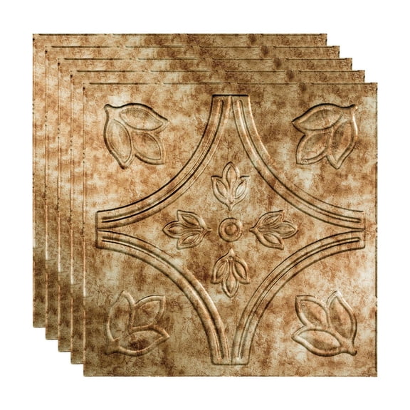 FASÄDE Traditional Style/Pattern 5 Decorative Vinyl 2ft x 2ft Lay in Ceiling Panel in Bermuda Bronze (5 Pack)