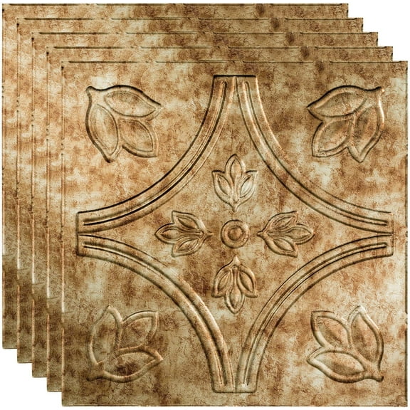 FASÄDE Traditional Style/Pattern 5 Decorative Vinyl 2ft x 2ft Lay in Ceiling Panel in Bermuda Bronze (5 Pack)