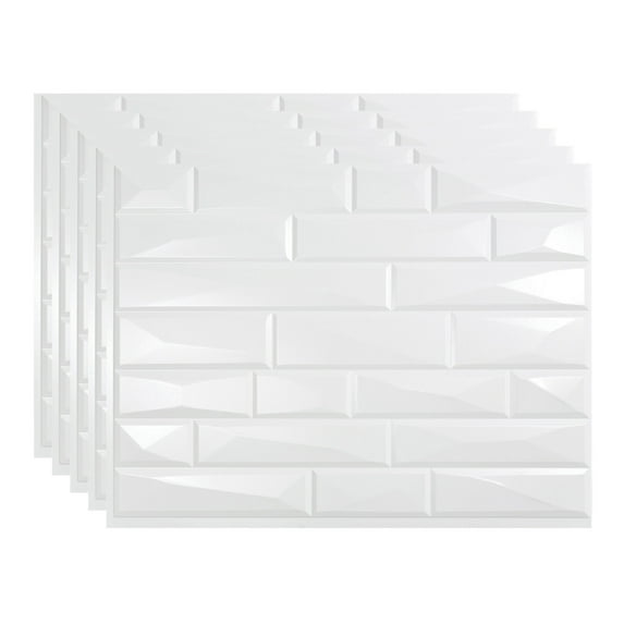 FASÄDE Vista Decorative Vinyl 18in x 24in Backsplash Panel in Gloss White (5 Pack)