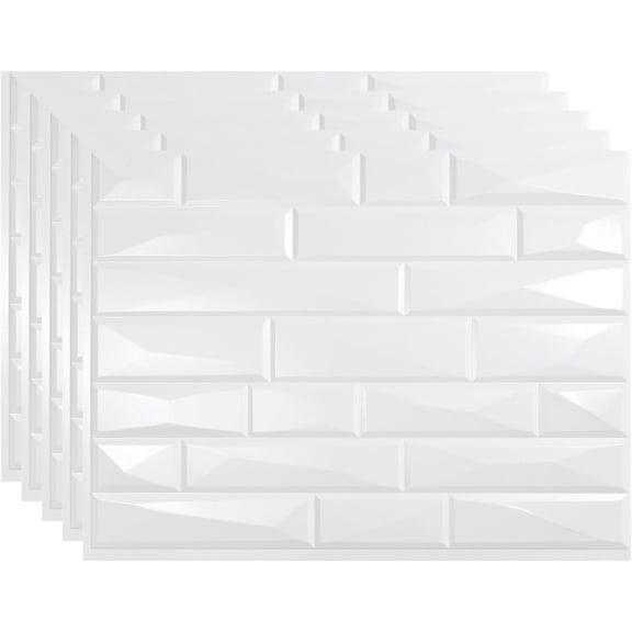 FASÄDE Vista Decorative Vinyl 18in x 24in Backsplash Panel in Gloss White (5 Pack)