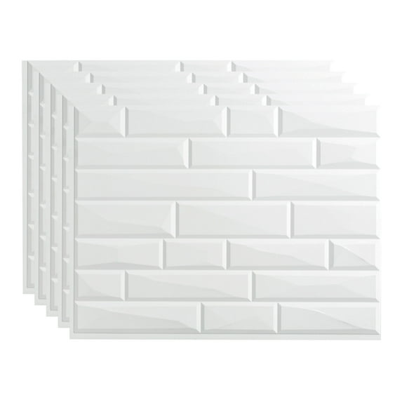 FASÄDE Vista Decorative Vinyl 18in x 24in Backsplash Panel in Matte White (5 Pack)