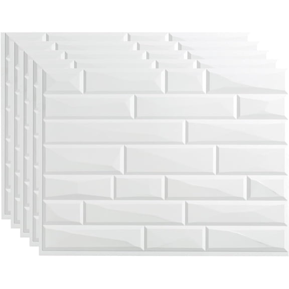 FASÄDE Vista Decorative Vinyl 18in x 24in Backsplash Panel in Matte White (5 Pack)