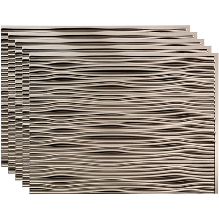 FASÄDE Waves Decorative Vinyl 18in x 24in Backsplash Panel in Brushed Nickel (5 Pack)