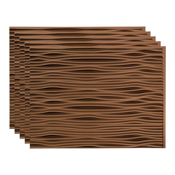FASÄDE Waves Decorative Vinyl 18in x 24in Backsplash Panel in Oil Rubbed Bronze (5 Pack)