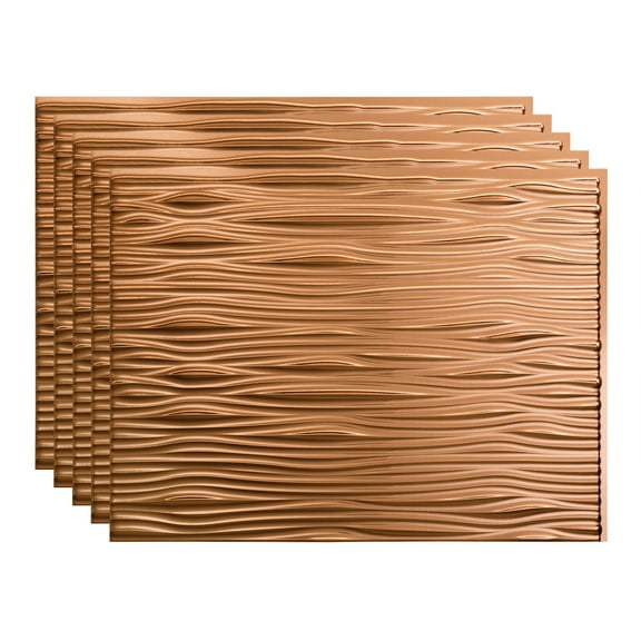FASÄDE Waves Decorative Vinyl 18in x 24in Backsplash Panel in Polished Copper (5 Pack)