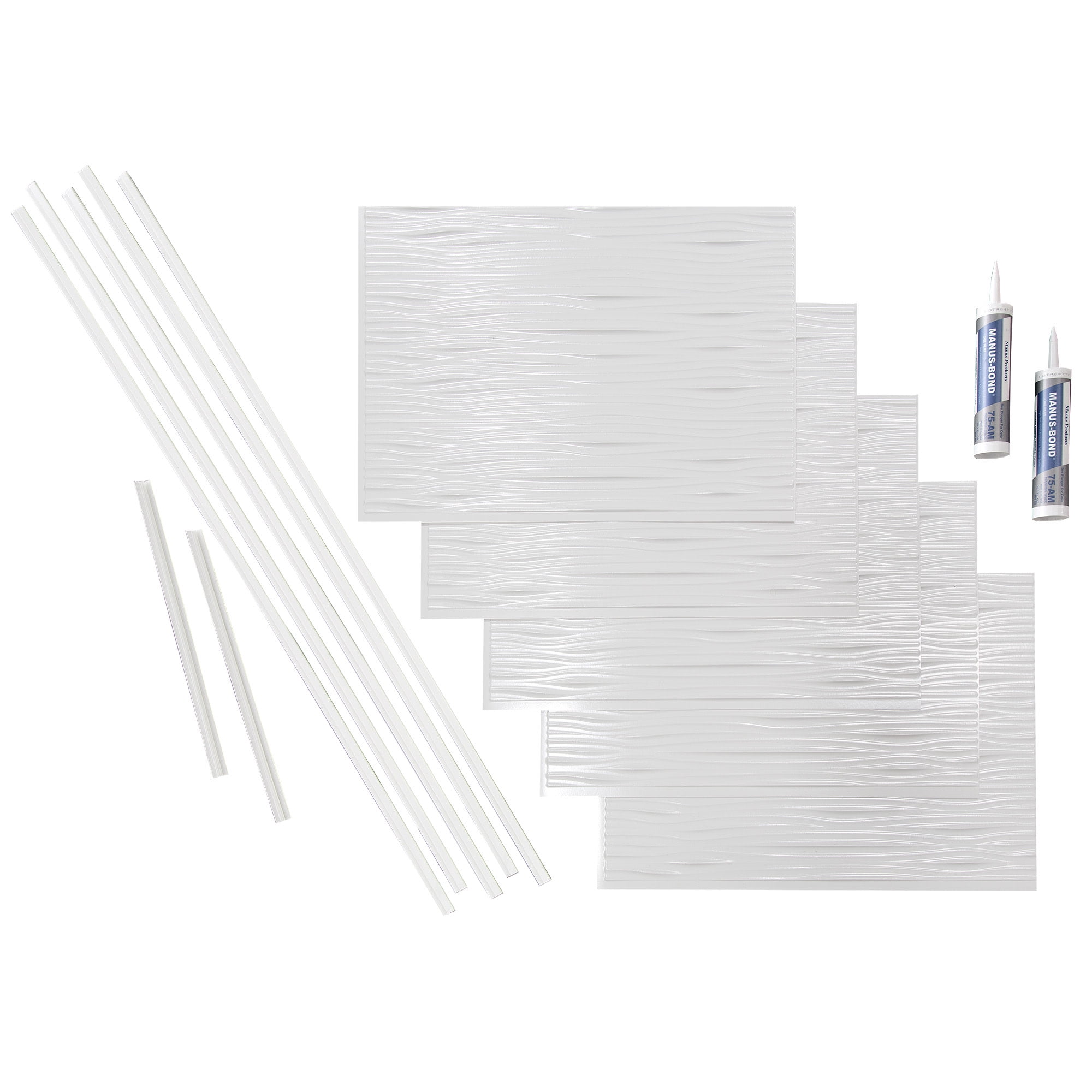 Gloss White Waves Decorative Vinyl Backsplash Kit
