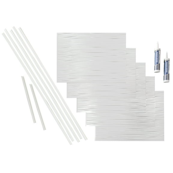 FASÄDE Waves Decorative Vinyl Backsplash 15 sq ft Kit in Gloss White