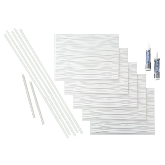 FASÄDE Waves Decorative Vinyl Backsplash 15 sq ft Kit in Matte White