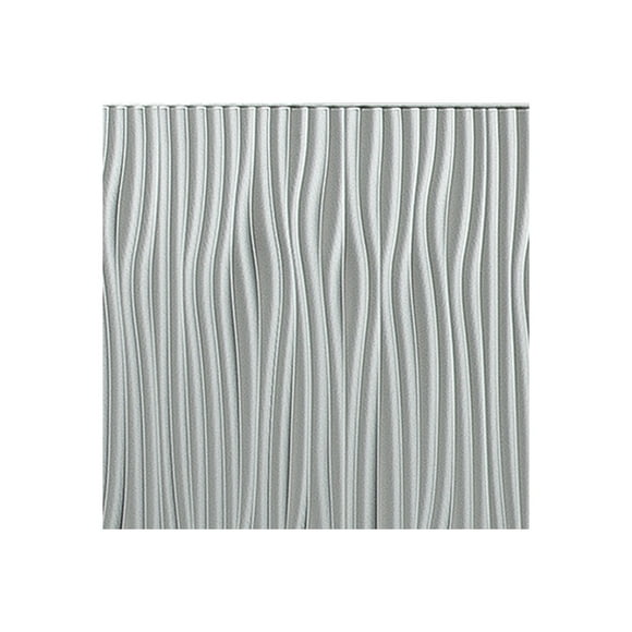 FASÄDE Waves Vertical Decorative Vinyl Wall Panel in Argent Silver (12X12 Inch Sample)