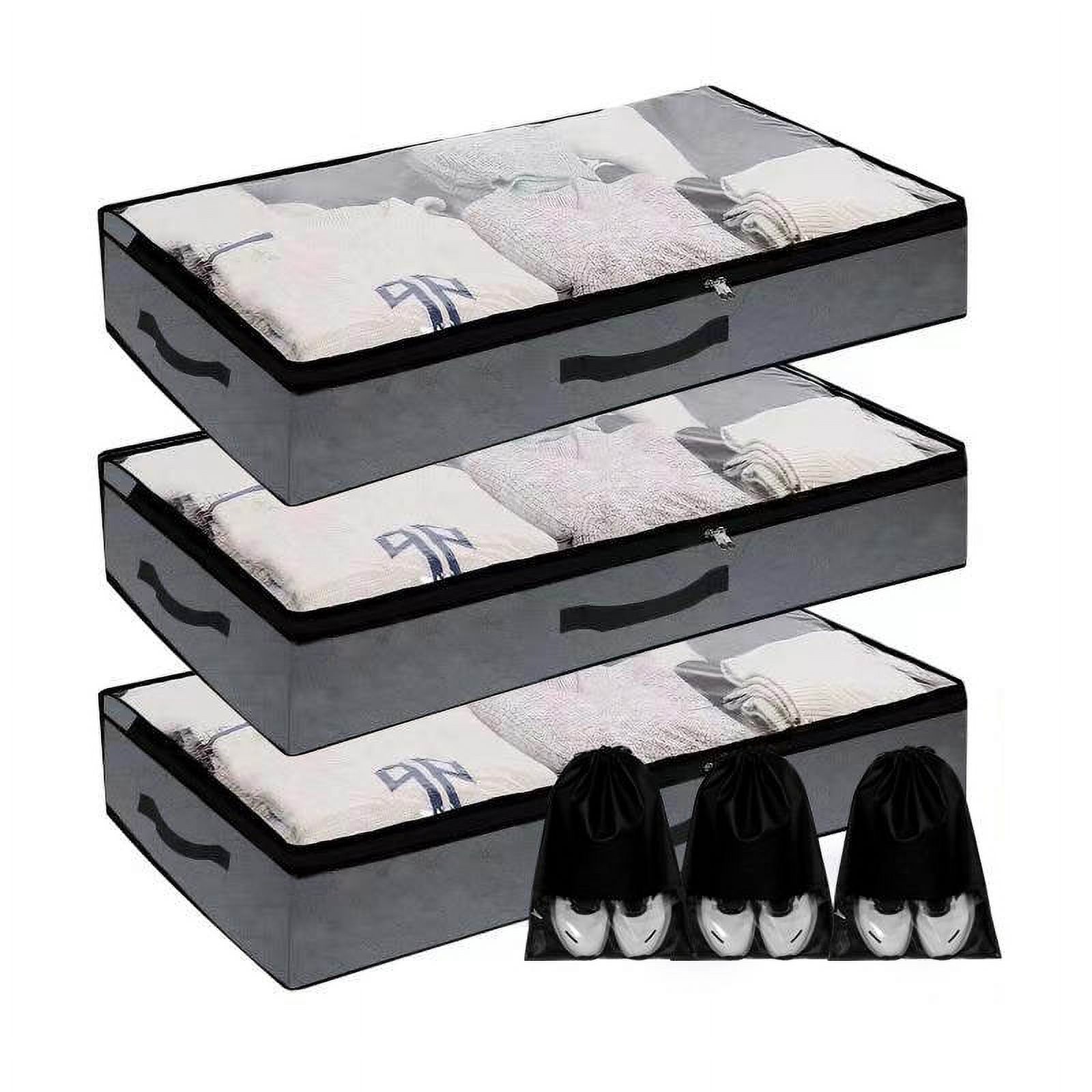 FASANELLA 3 Pack large under bed storage bags with reinforced handles