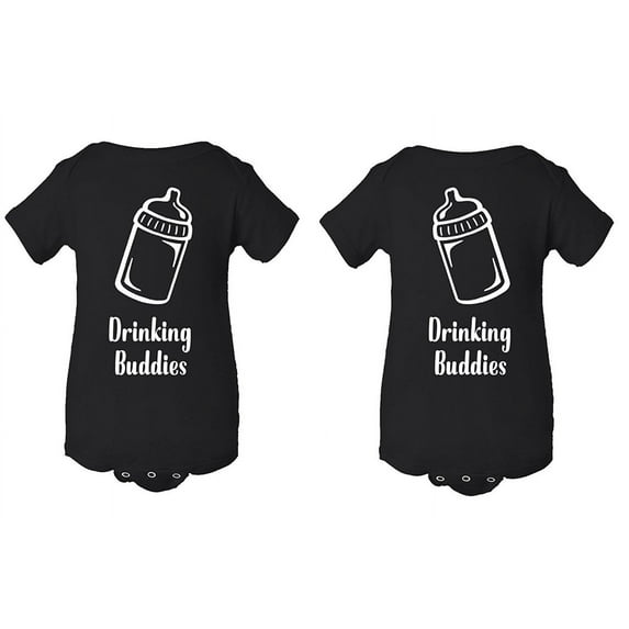 FASCIINO Infant Twins Baby Matching Bodysuit Onesie Set