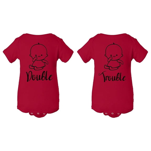 FASCIINO Infant Twins Baby Matching Bodysuit Onesie Set