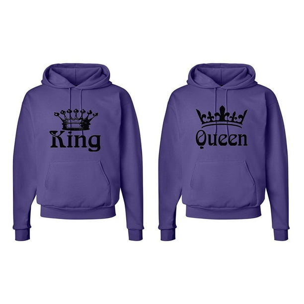 FASCIINO Matching Couple Hooded His Hers Sweatshirts Set King and Queen Crowns Walmart Business Supplies