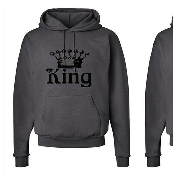 FASCIINO Matching Couple Hooded His & Hers Sweatshirts Set - King and Queen Crowns