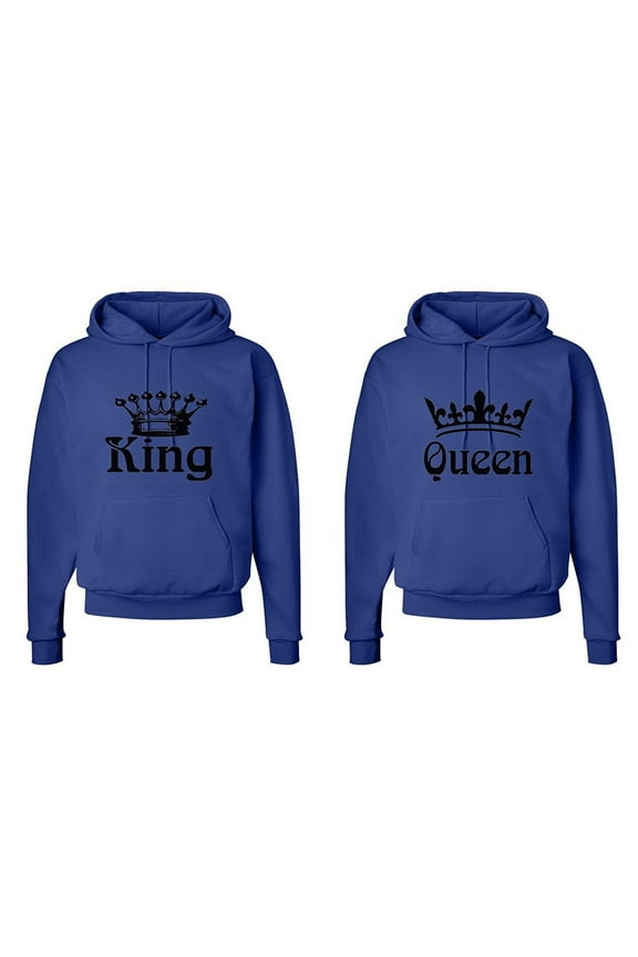 Matching Couple Hooded His & Hers Sweatshirts Set - King and Queen Crowns