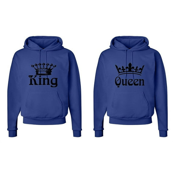 FASCIINO Matching Couple Hooded His & Hers Sweatshirts Set - King and Queen Crowns