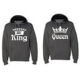 thumbnail image 1 of FASCIINO Matching His & Hers Couple Hooded Sofspun Sweatshirt Contrast hood Set - King and Queen (White Print), 1 of 2