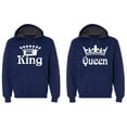thumbnail image 1 of FASCIINO Matching His & Hers Couple Hooded Sofspun Sweatshirt Contrast hood Set - King and Queen (White Print), 1 of 2