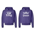 thumbnail image 1 of FASCIINO Matching His & Hers Couple Hooded Sweatshirt Set - White King and Queen Crowns, 1 of 2