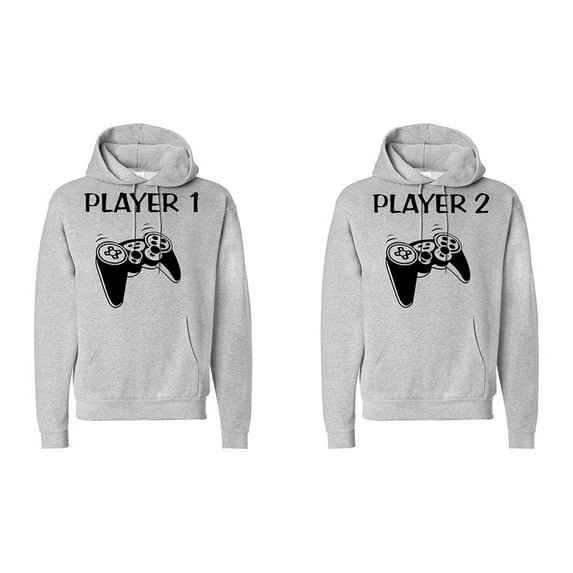 FASCIINO Matching His & Hers Couple Hoodie Sweatshirt Set - Player 1 and Player 2 Gamer