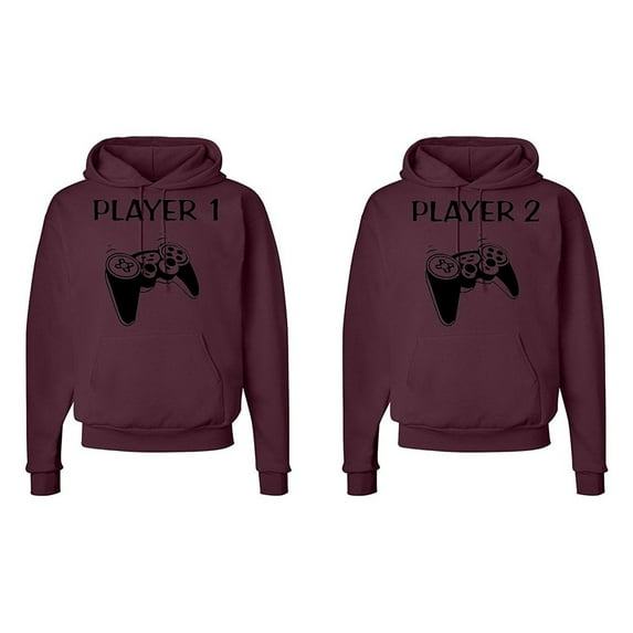 FASCIINO Matching His & Hers Couple Hoodie Sweatshirt Set - Player 1 and Player 2 Gamer