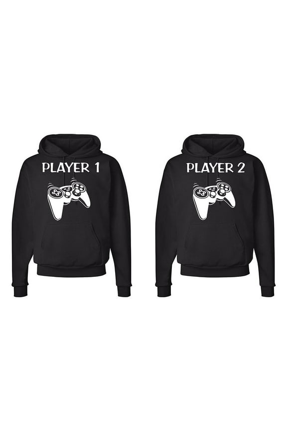 Matching His & Hers Couple Hoodie Sweatshirt Set - Player 1 and Player 2 Gamer