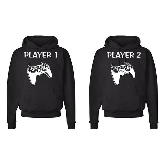 FASCIINO Matching His & Hers Couple Hoodie Sweatshirt Set - Player 1 and Player 2 Gamer