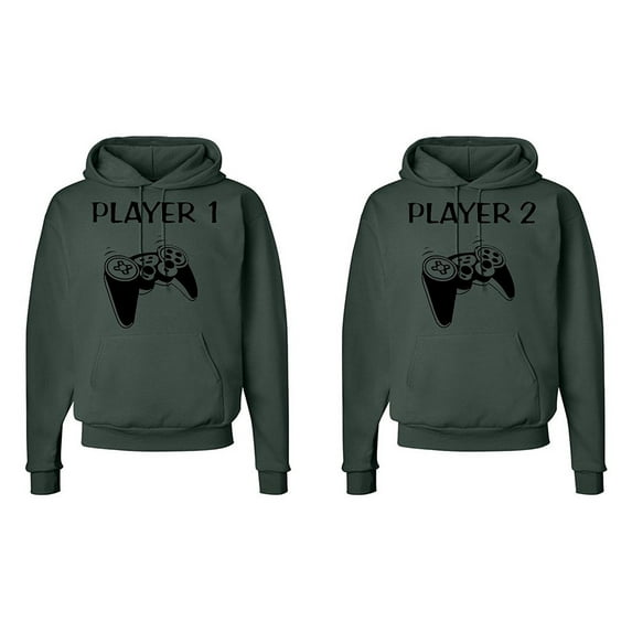 FASCIINO Matching His & Hers Couple Hoodie Sweatshirt Set - Player 1 and Player 2 Gamer