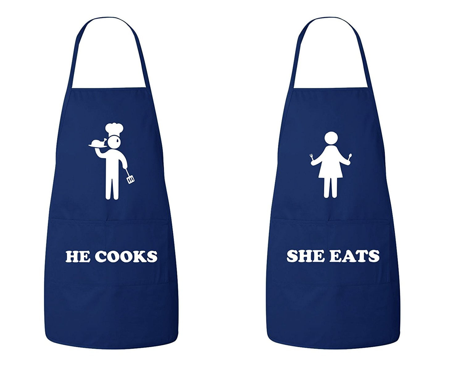 FASCIINO -Set of He Cooks She Eats His and Hers Chef Couples Apron  Set