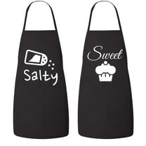 FASCIINO Set of Matching Sweet and Satly His and Hers Couples Aprons Valentines Wedding Bridal Anniversary Gift Cooking BBQ 2pcs
