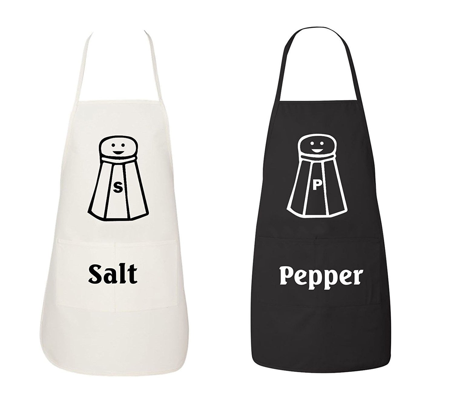 FASCIINO - Set of Salt and Pepper Shaker His and Hers Chef Couples Apron  Set